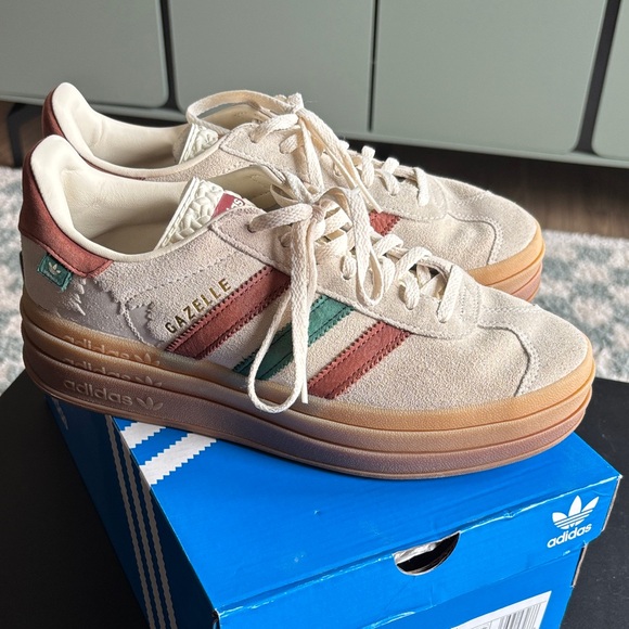 adidas Shoes - Adidas Gazelle Cream Sneakers with Multicolor Stripes